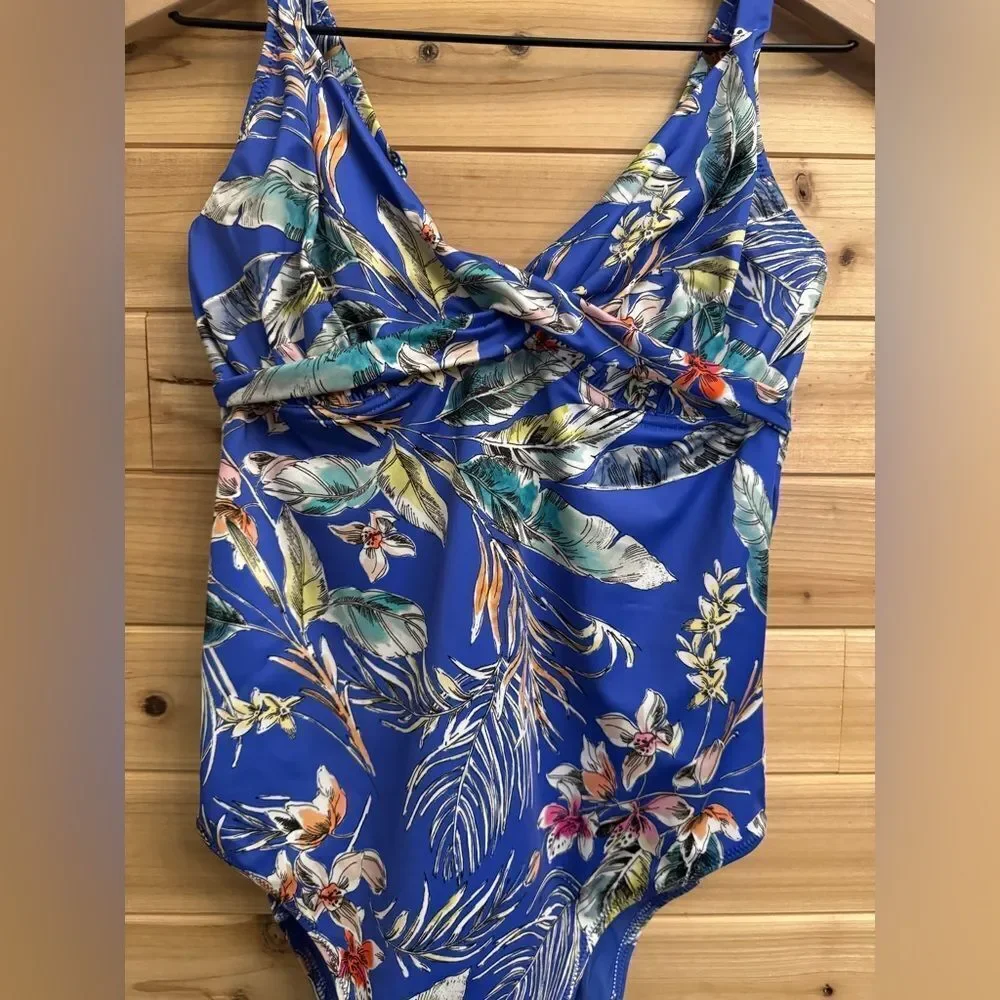 NWOT Fantasie Size 32DD Burano Underwire Plunge Tropical One Piece Swimsuit